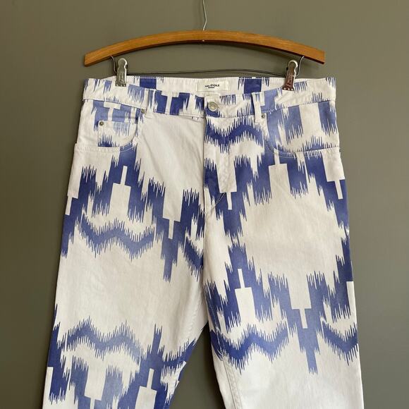 Isabel Marant Etoile Lanea Jeans‎ Size Medium White Blue Western Aztec High Rise - Picture 6 of 16